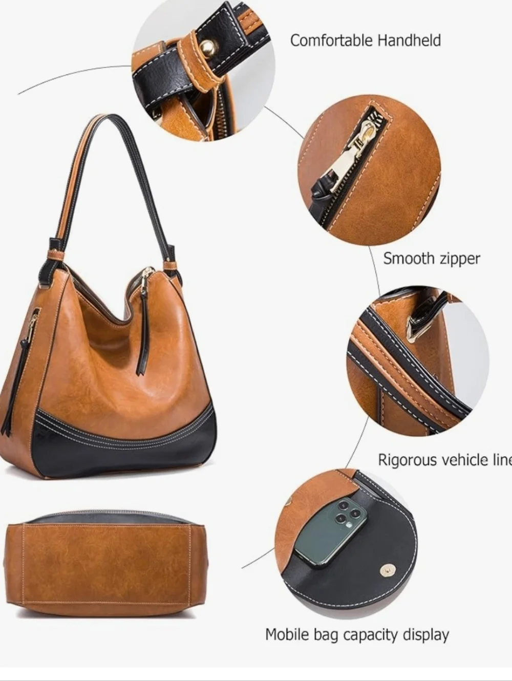 Tan Faux Leather 4-Piece Women's Handbag Set
